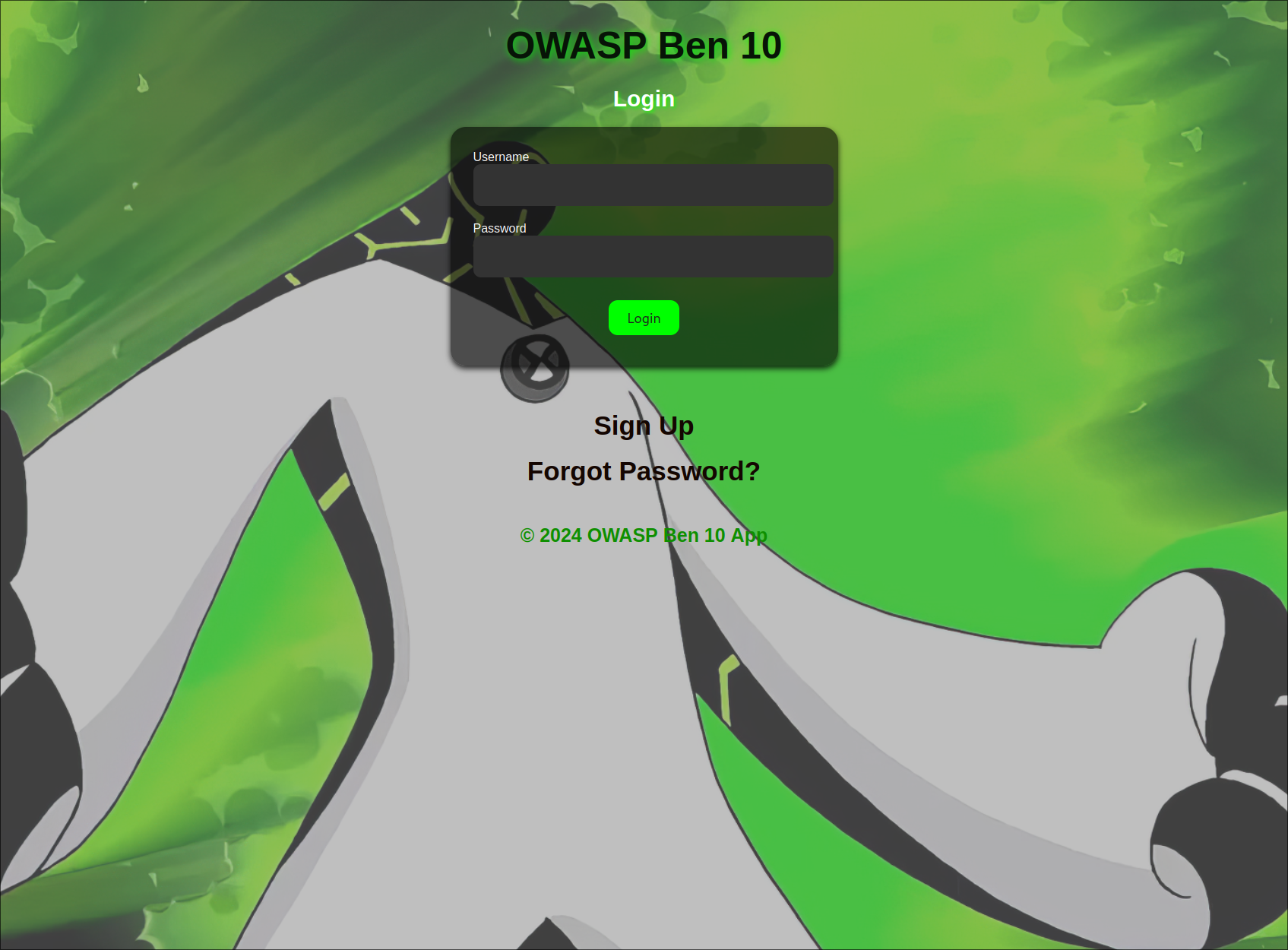 Ben 10 login page